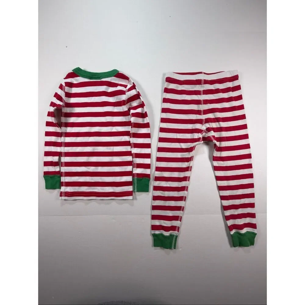 Hanna Andersson Organic Cotton Christmas Pajama Set Red Stripe Size 4 Unisex EUC